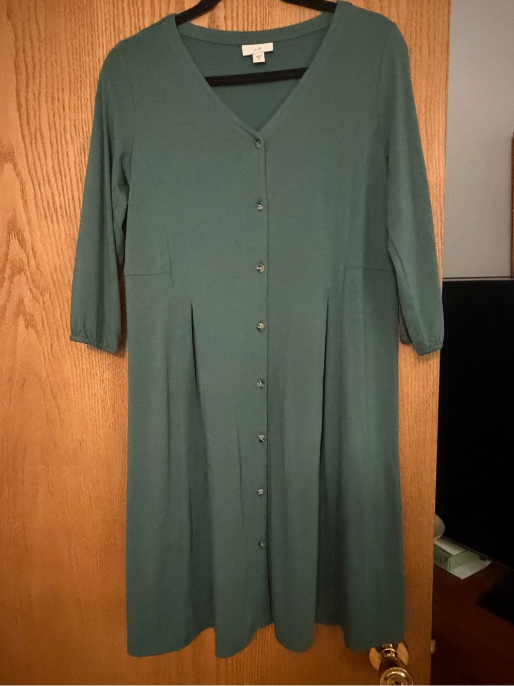 J. Jill Green Button-Front Midi Dress